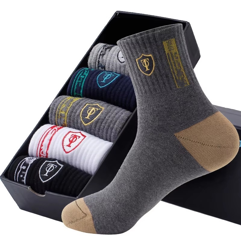 5 paia di calze sportive in cotone traspirante da uomo in fibra di bambù autunno e inverno calzini da uomo assorbimento del sudore deodorante business Sox