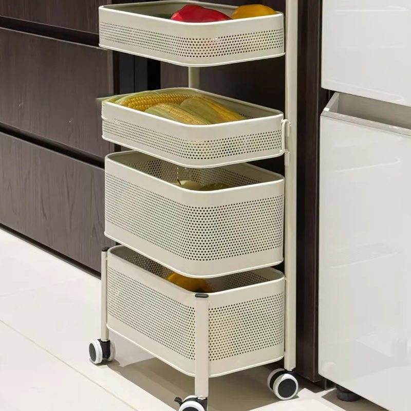 Rotating Multi-functional Storage Rack Household Floor-standing Multi-layer Snack Trolley Trolley Cart Household Furniture