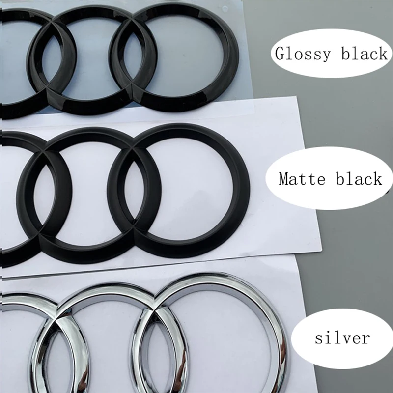 4 anillos ABS capó de coche capó delantero parrilla maletero trasero emblema Logo insignia pegatina para Audi A3 A4 A5 A6 A7 Q2 Q3 Q5 Q8 TT