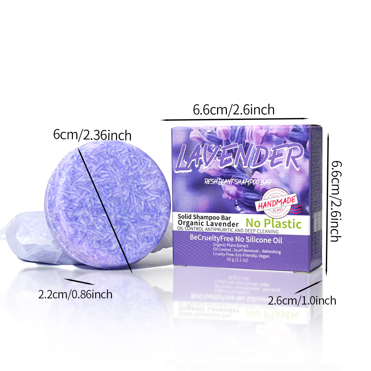 Shampoo de óleo essencial de lavanda provençal, sabonete artesanal para cuidados com os cabelos, shampoo sólido e sabonete de limpeza auto rotulado