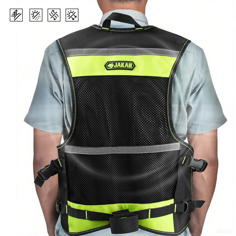 Workwear Allround-Werkzeugweste, Sicherheitsweste mit mehreren Taschen und Reißverschluss, robuste Werkzeugweste für Elektriker
