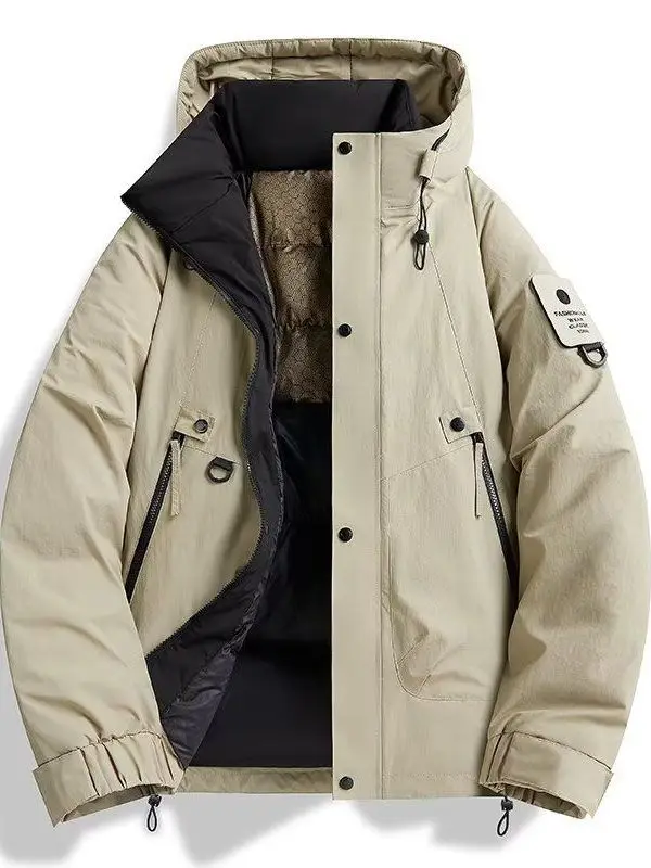 Jaqueta de Aodão ssa e Solta para Homens, Casaco de Inverno com Gola Alta, Estilo Puffer, Ajuste Casual e Jovial