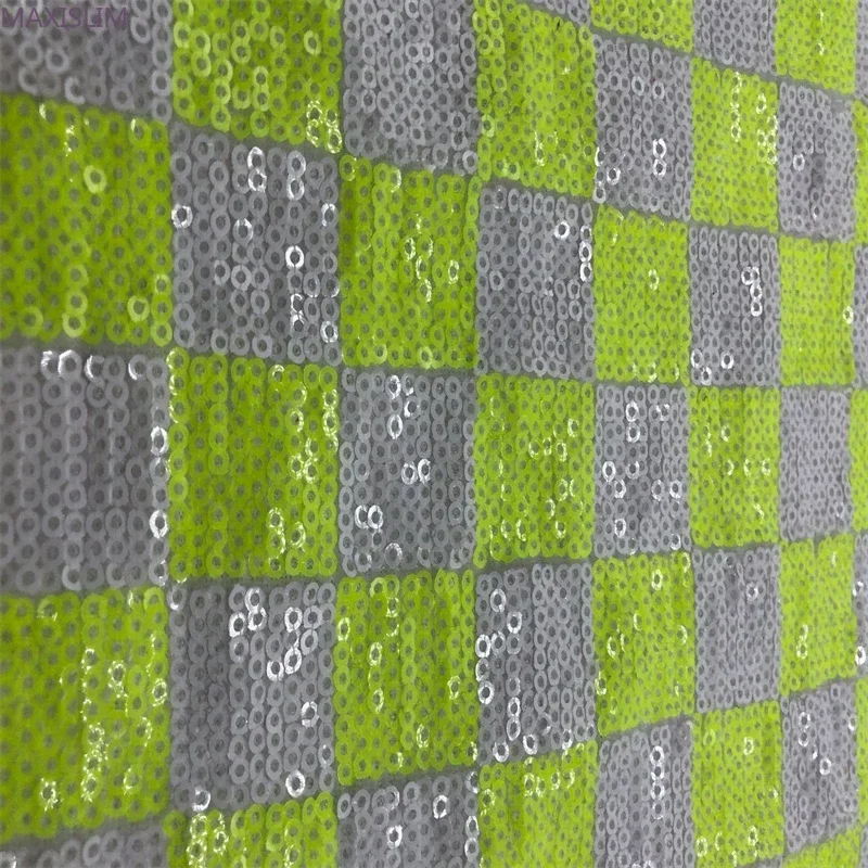 3MM Sequin Fabric Flannel Checkered Pattern Fabric Wholesale Background Tablecloth Dress Boxes Bags Home Decoration Wide:125CM