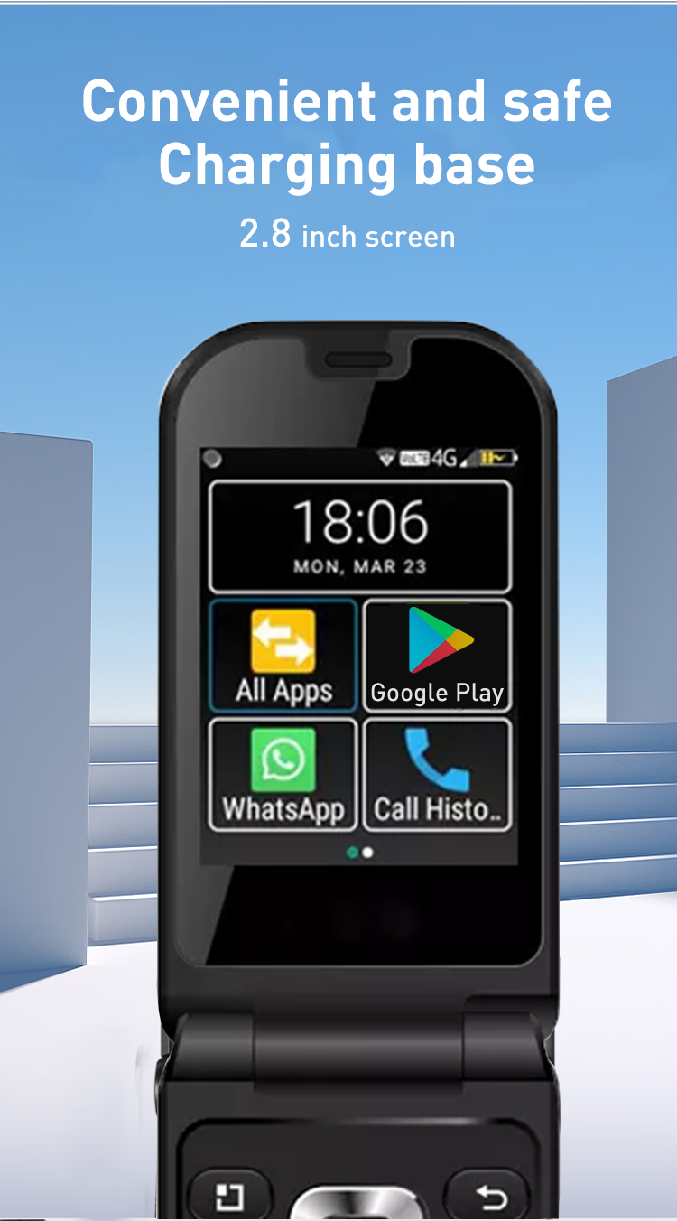 TIQ Q3 Flip Touch Screen Android 8 MTK6739 Google Play 2.8 Inch 3GB 32GB Mobile Phone