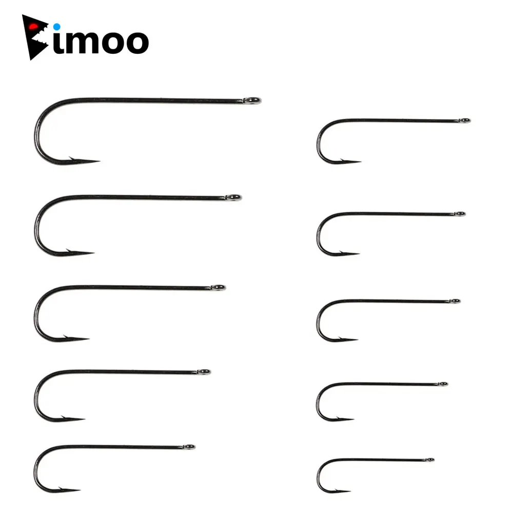 Bimoo 50 Uds. Anzuelo de pesca de vástago largo Aberdeen anzuelo de pesca de agua dulce salada aparejo Sabiki Streamer anzuelo con mosca tamaño 10 4 2 2/0 3/0