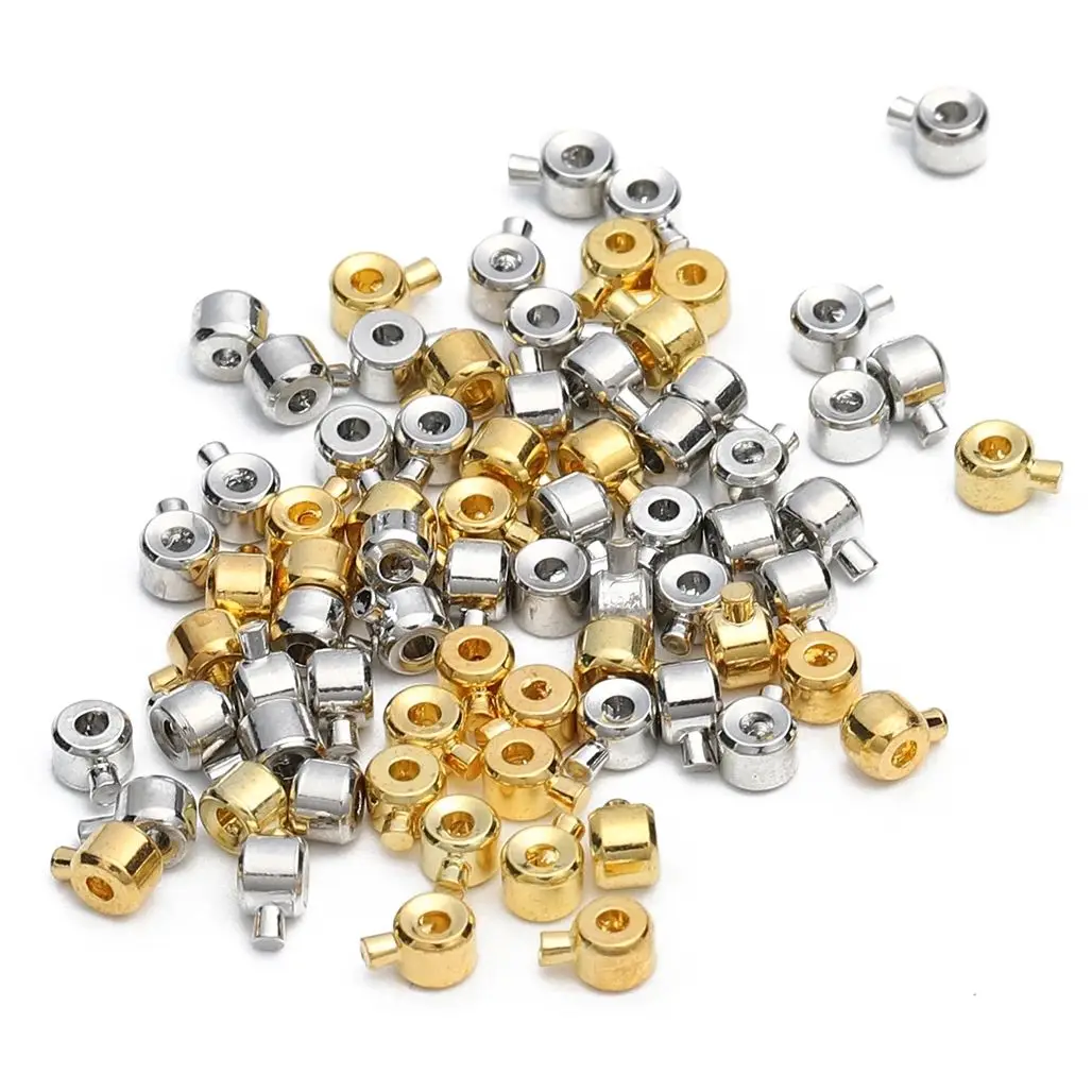 10Pcs สแตนเลสสตีลตําแหน่ง Stopper Spacers CRIMP End Septum ลูกปัดสําหรับเครื่องประดับ DIY สร้อยคอสร้อยข้อมือ CONNECTOR