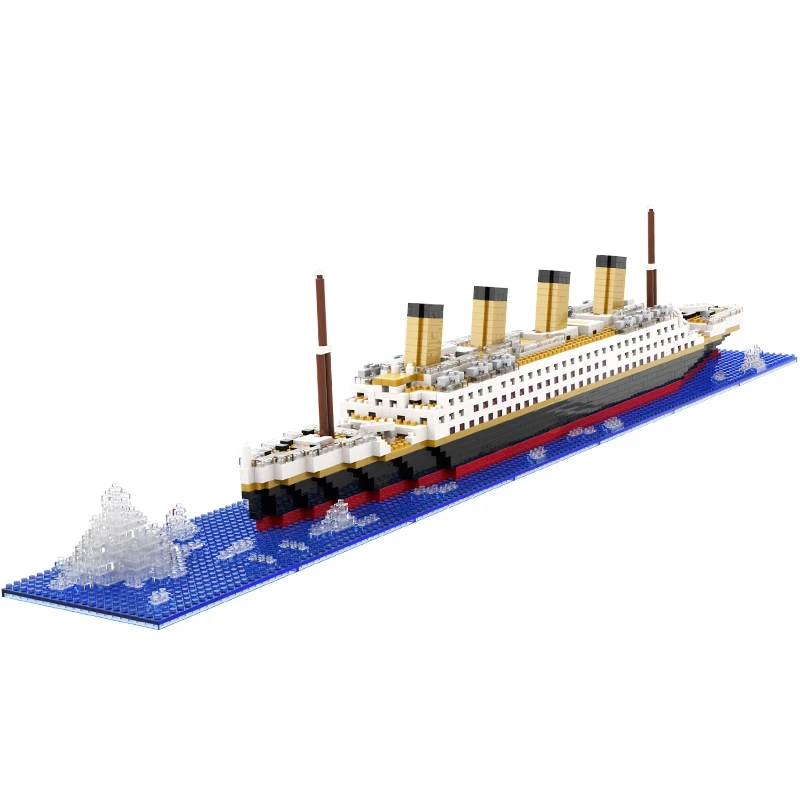 อนุภาคขนาดเล็ก Building Block Assembly ของเล่น Titanic Giant Boy สาวปริศนา Cruise เรืออิฐชุดเดสก์ท็อปของขวัญวันเกิดเด็ก