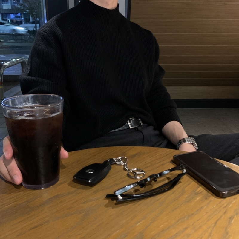 ฤดูหนาวคอตั้งเสื้อกันหนาวผู้ชายแฟชั่นสบายๆถักเสื้อกันหนาวเกาหลีผู้ชายเสื้อแขนยาวหลวม Mens จัมเปอร์เสื้อผ้า