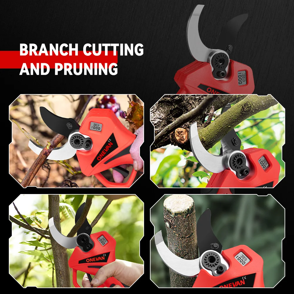 ONEVAN Brushless Electric Scissors Cordless Pruning Shear Tree Garden Cutter Trimmer Power Tools For 21V 18V Battery