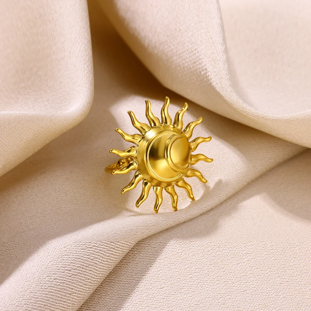 Anello esagerato in acciaio inossidabile con farfalla per le donne Cuore Fiore Geometria Anelli Festa di nozze Gioielli color oro Regali punk