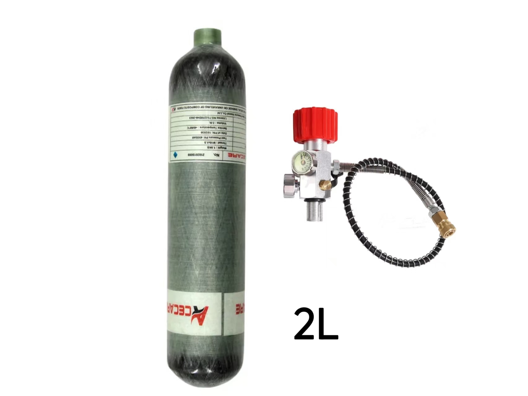 ACECARE 300Bar 2L Kohlefaserzylinder mit Reglermanometerventil 4500 psi Hochdruck-Füllstation Tank Tauchen M18*1,5