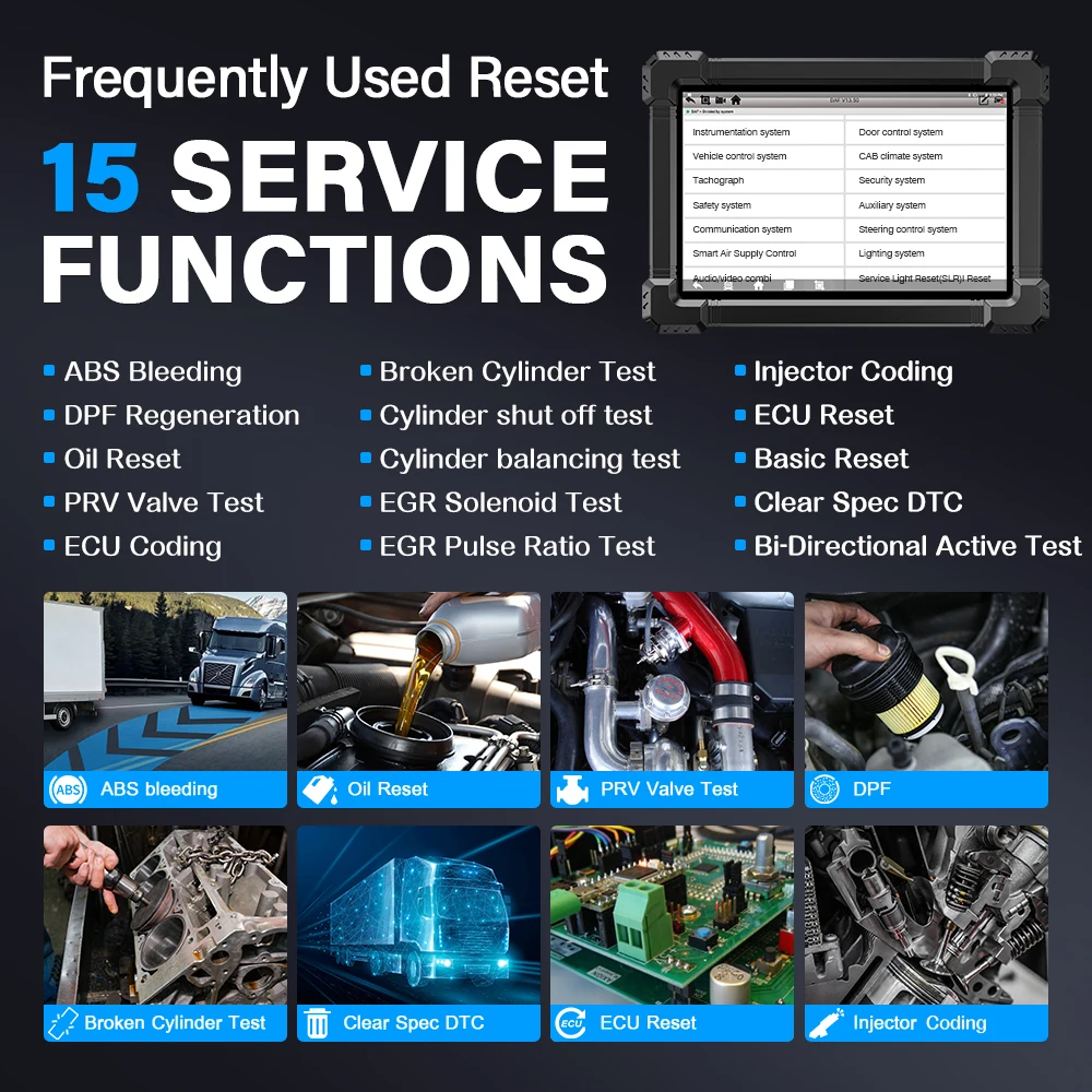 ANCEL X7 HD Heavy Duty Truck Diagnostic Tool Полная система 12 В 24 В EPB ABS Сброс масла SAS DPF Regen TPMS ECU OBD2 Сканер грузовиков