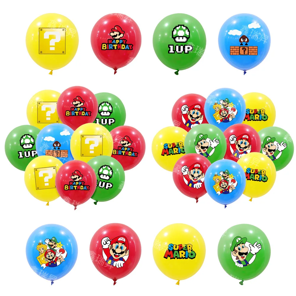 Juego de globos de Mario Bros para niños, figuras de Anime Kawaii, suministro de decoración para fiesta de feliz cumpleaños, juguetes para niños, regalos, 10 Uds.