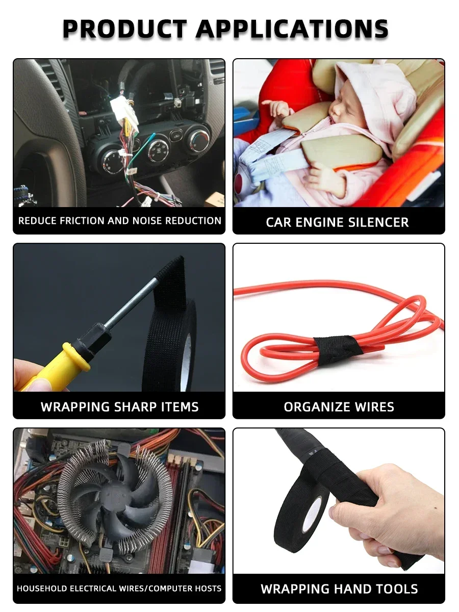 Cinta eléctrica resistente al calor, cinta aislante para arnés, tela automotriz, cinta adhesiva resistente al agua y al ruido