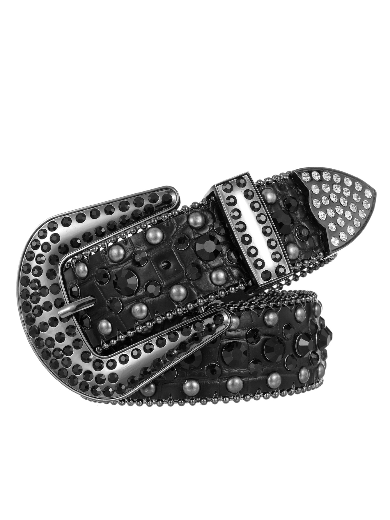 Cinturón occidental con hebilla de aguja, cinturón con diamantes BB Simon, cinturón decorativo con cuentas a la moda para mujer, cinturón vaquero Punk