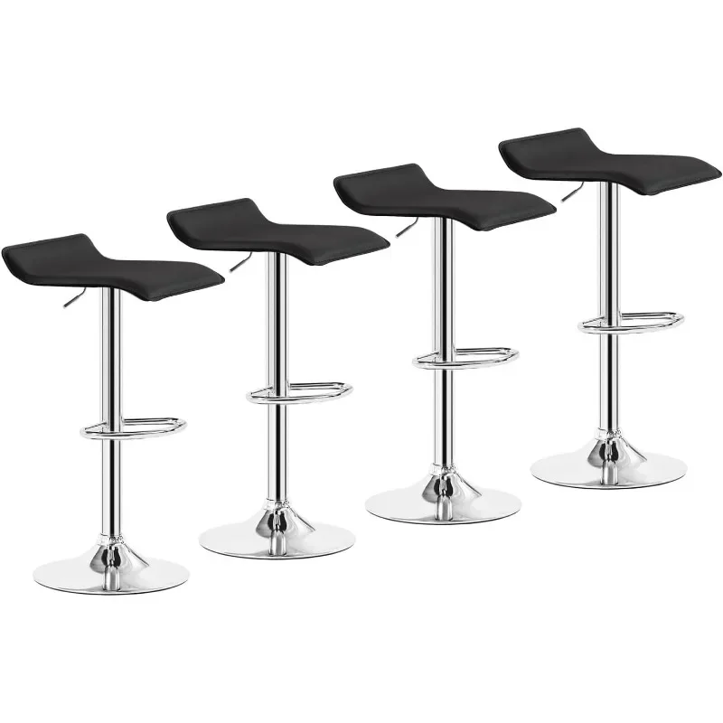 Bar Stools Set of 4, Armless Adjustable Swivel Barstools, Modern Backless Counter Height Stools for Kitchen, Island, Bar, White