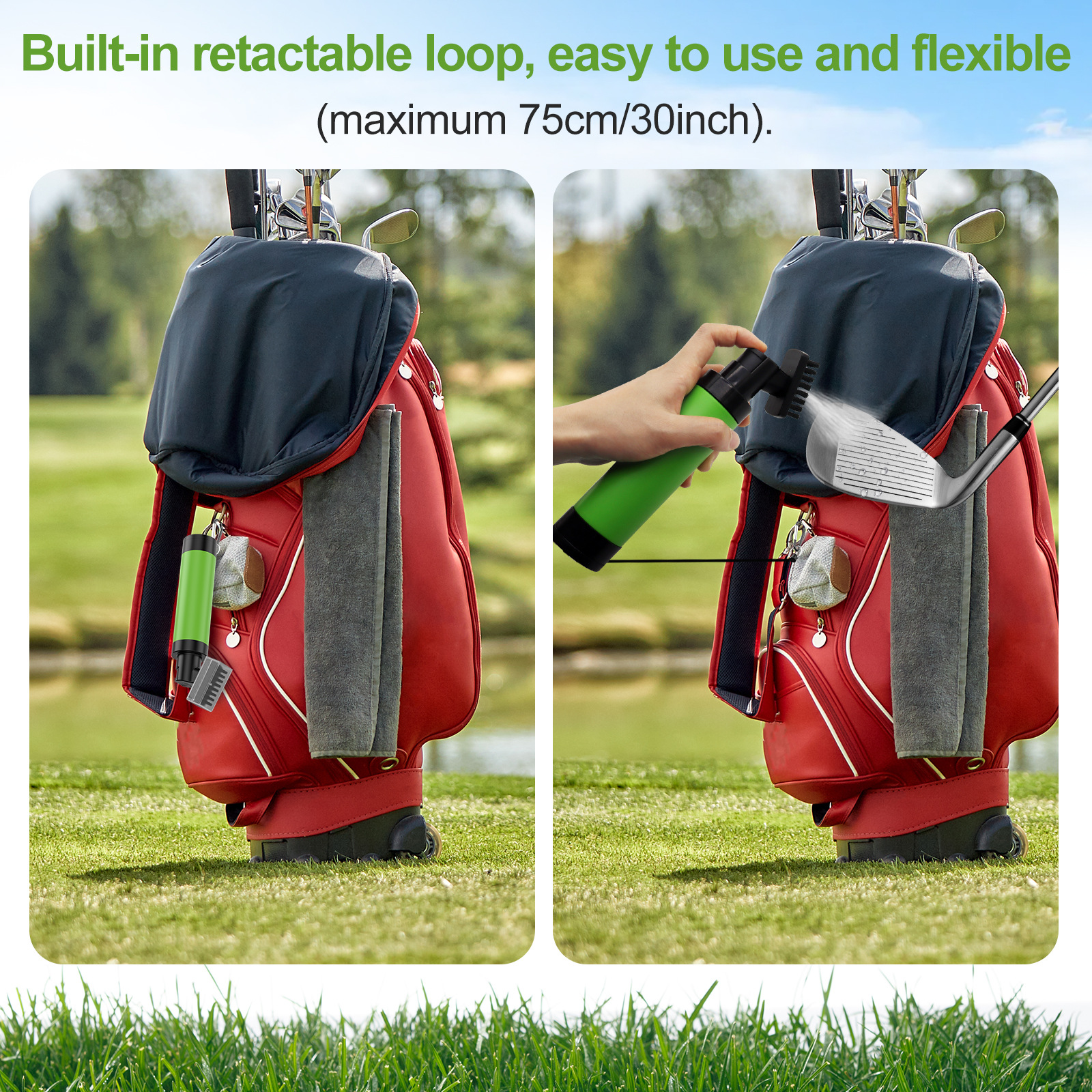 Splash Water Brush - Retractable Brush with Nylon-Bristles Head - Wide Cleaning Coverage - Anti-Leak Reservoir Portable