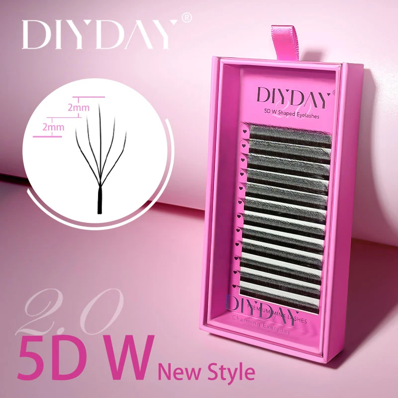 DIYDAY nuevo estilo 5D extensiones de pestañas en forma de W diferentes longitudes 5D pestañas postizas en forma de W pestañas naturales suaves y fáciles de abanico