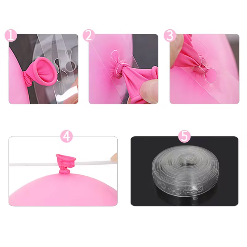Cadena de globos de 5M para arco de boda, fondo de fiesta de cumpleaños, suministros de decoración para festivales, accesorios para globos con punta de pegamento