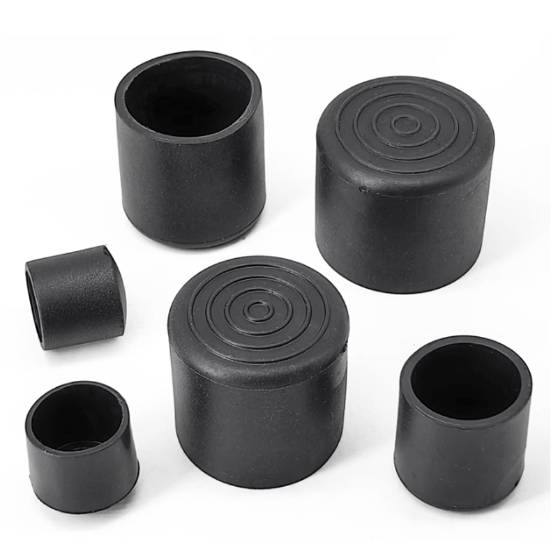 Runde schwarze PVC-Rohrhülse aus weichem Gummi, Rohrkappe, Tisch- und Stuhlfußpolster, schützende Beinabdeckung, 6–80 mm