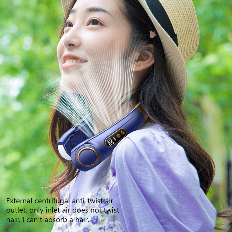 2024 New Outdoors Portable Halterneck Fan USB Handheld Silent Multi-function Bladeless Mini Electric Hanging Neck Fan