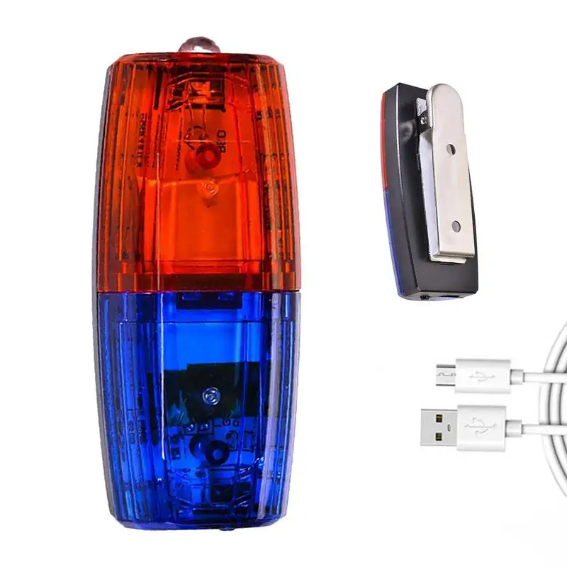 LED Red Blue Shoulder Warning Light Clip Light Sanitation Worker Safety Patrol Alarm Flash Signal Strobe Lamp USB rechargeable