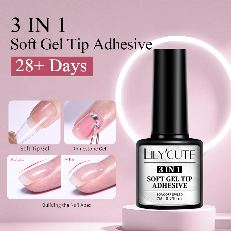 LILYCUTE 7ML Soft Gel Tip Adhesive Glue For False Tips Extend Press On Nails Nail Art Long Lasting Soak Off UV Gel Nail Polish