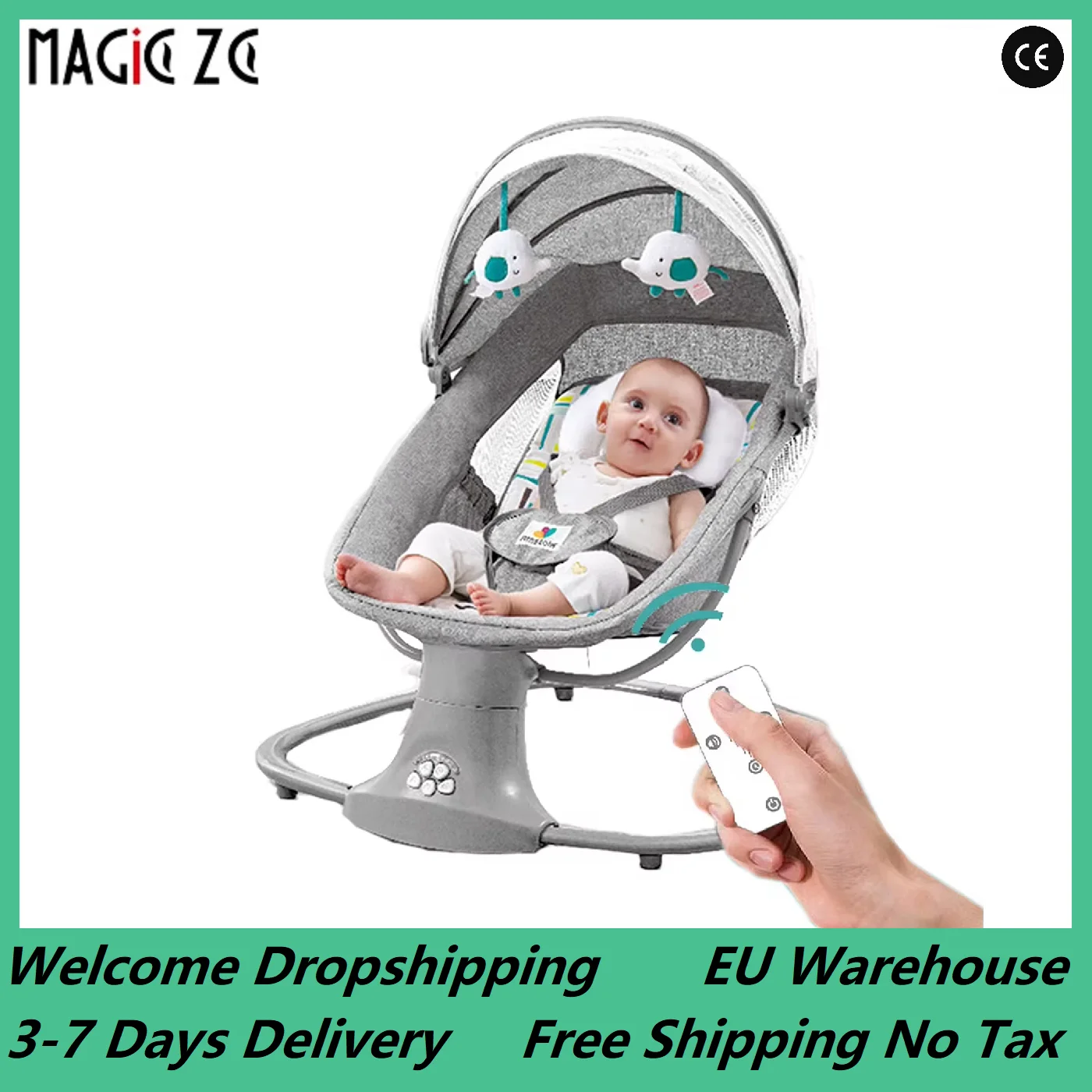 Elektrische automatische schommelstoel Schommelend babybedje Baby Luxe elektrische schommel Shaker Fauteuil Vijfpunts veiligheidsgordel met afstandsbediening