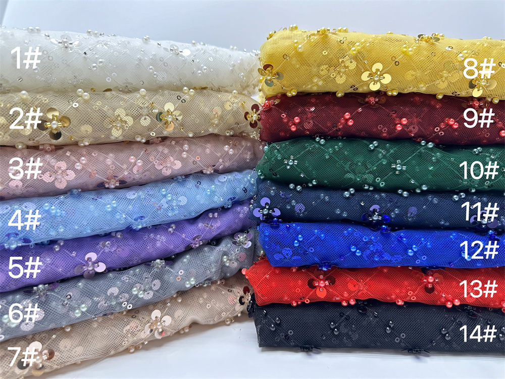 Sky blueアフリカンチュールレース生地,フランスのスパンコール生地,ビーズ付き刺embroidery,メッシュ,ナイジェリアのドレス,5ヤード,2024