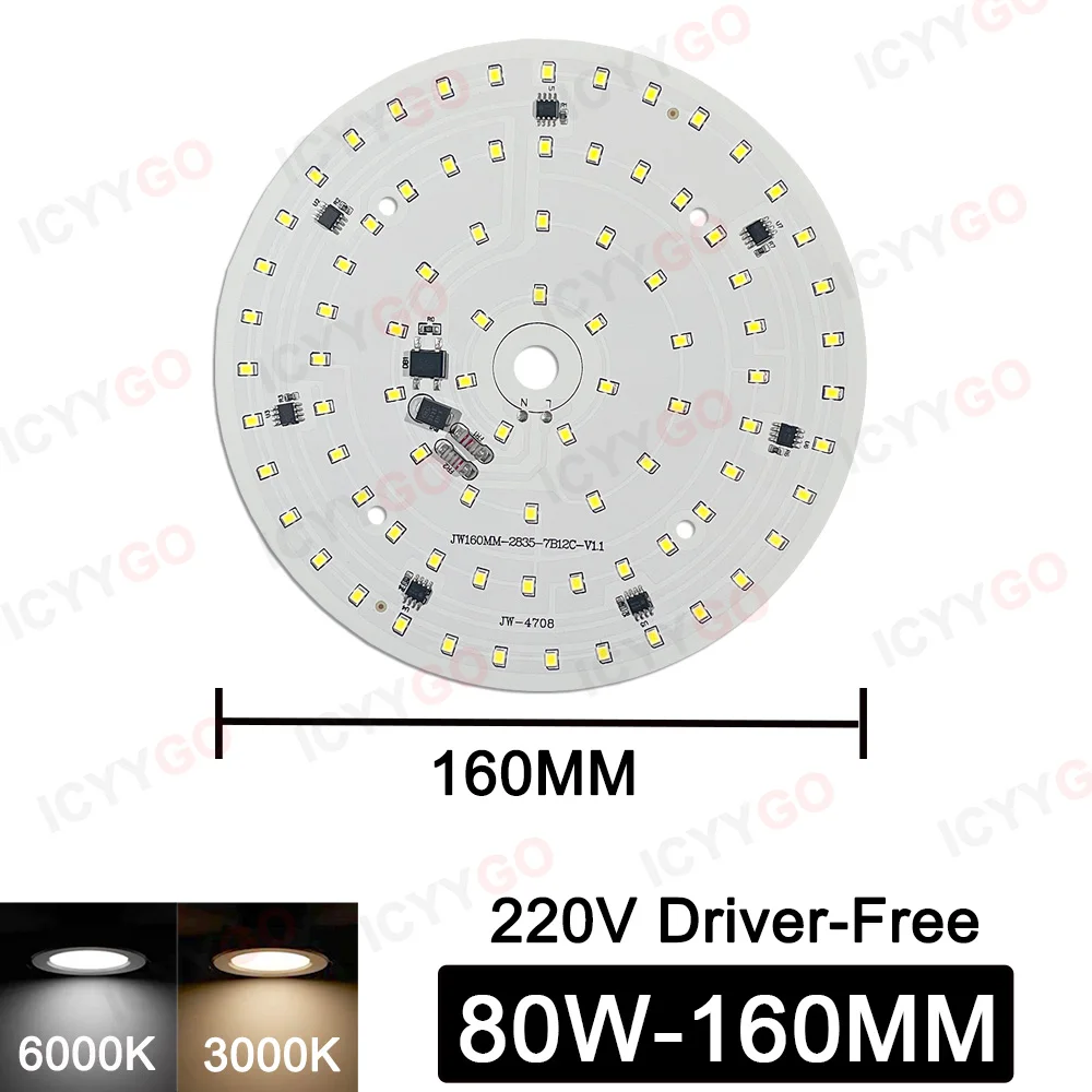 1 Piece LED Panel Light AC220V Driver-Free 15W 18W 24W 40W 80W 100W For Ceiling Light Source Square Round PCB Board Panel Light