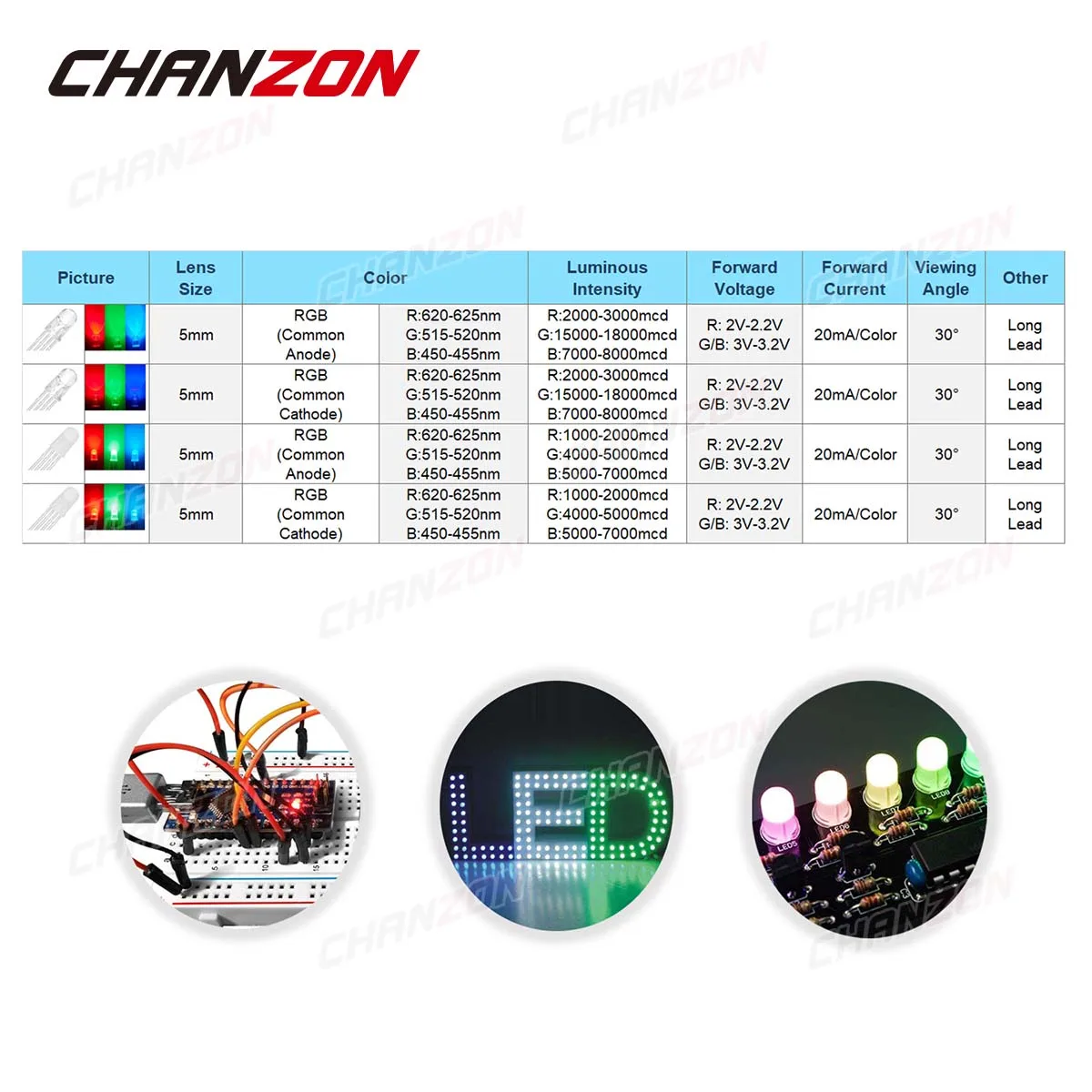 100 Uds 5mm RGB LED diodo emisor Micro indicador Arduino rojo verde azul Multicolor cátodo de ánodo común 3V DIY bombilla de circuito PCB