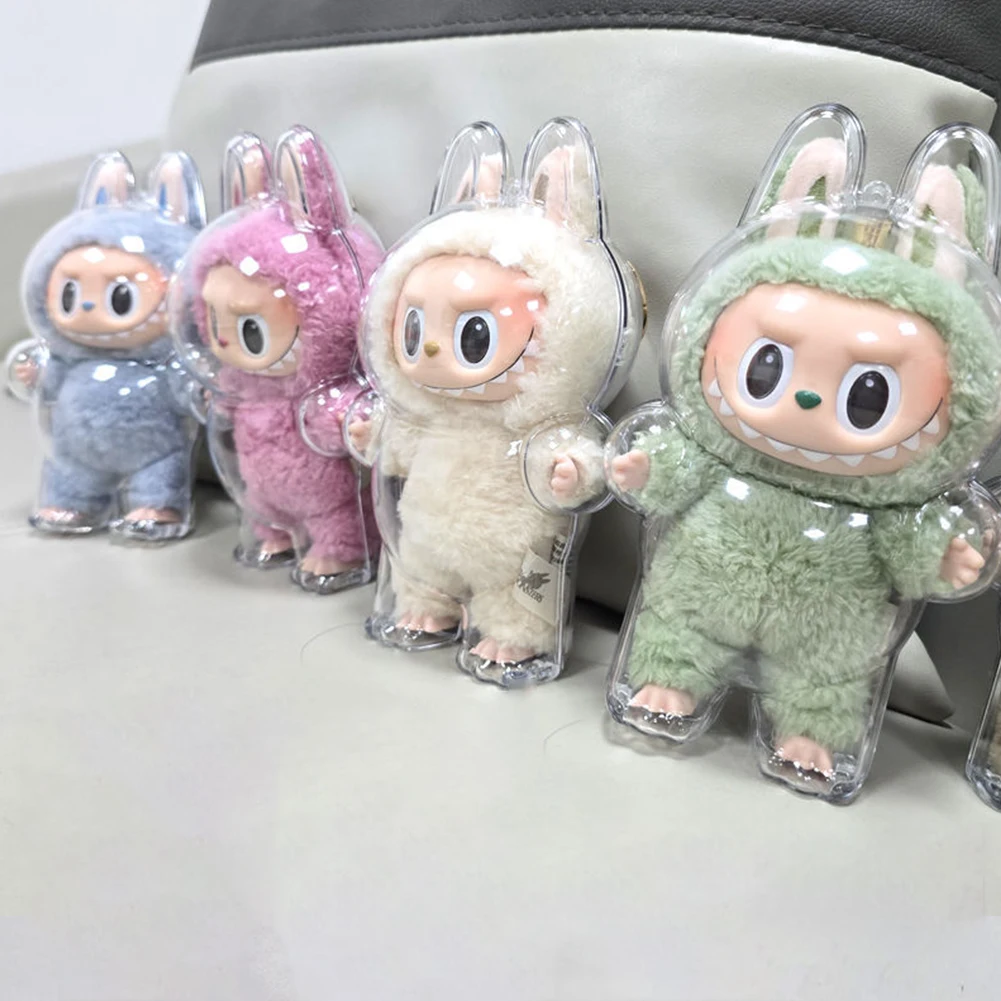 Labubu Protect Case Portable Transparent Protective Case Acrylic Organizer Box For Labubu V1 V2 Doll Bag with Keychain