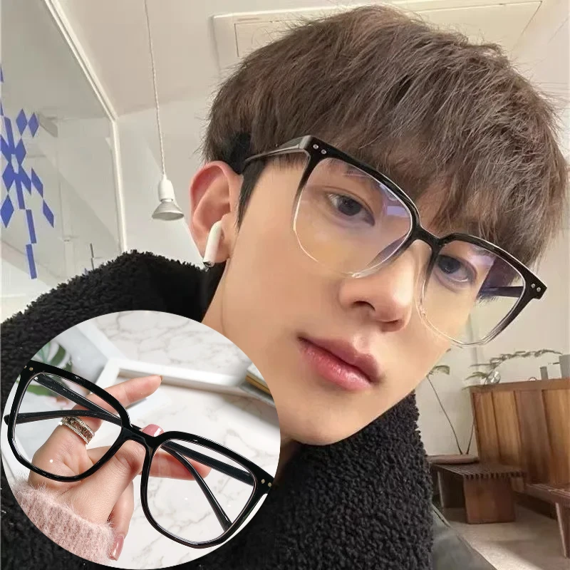 Anti-blue Light Computer Glasses for Women with Regular Eyeglass Big Frame Finished Retro Flat Light Frame Eyewear