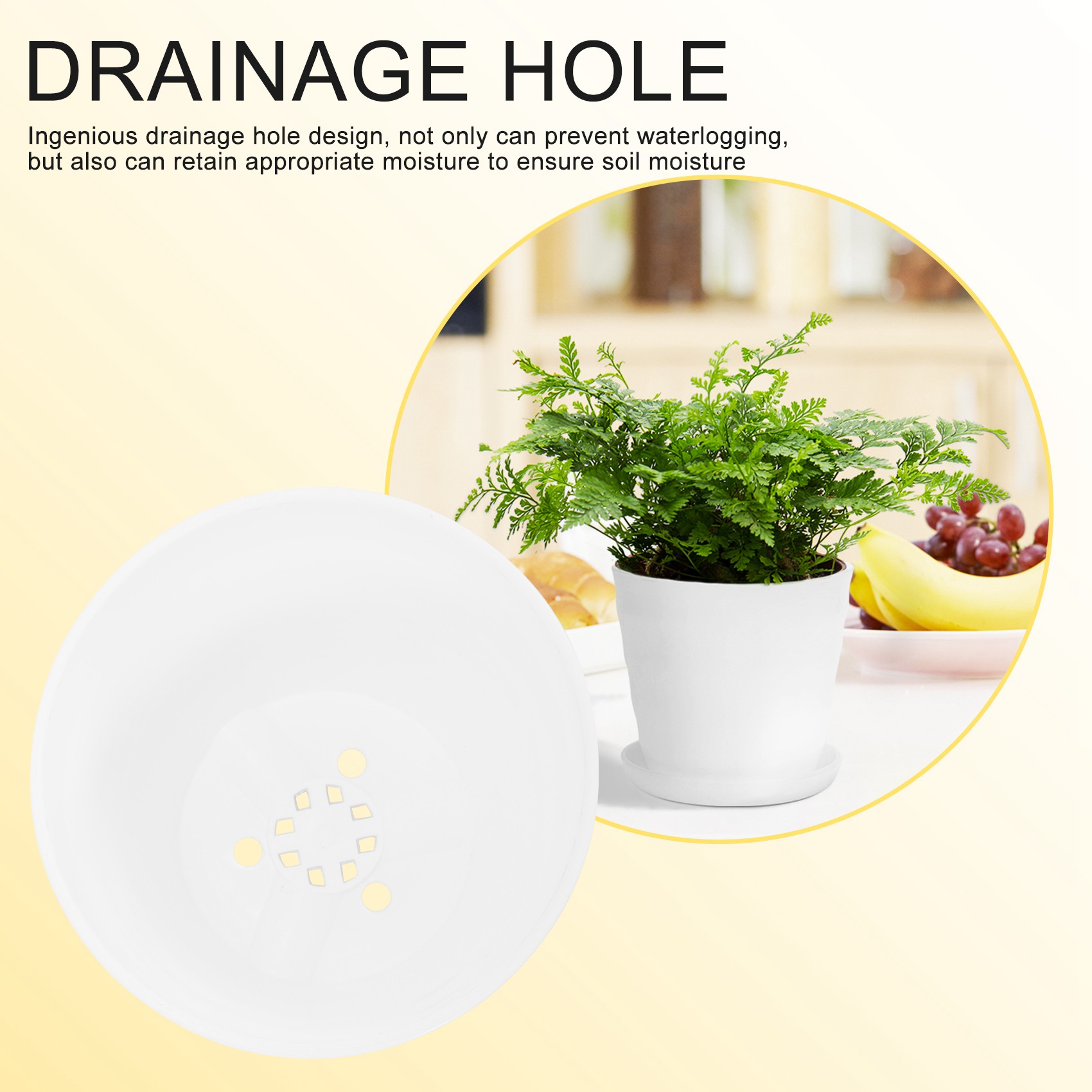 พลาสติกรอบดอกไม้หม้อชาวไร่ผู้ถือถาด Home Office Garden Decor สีขาว