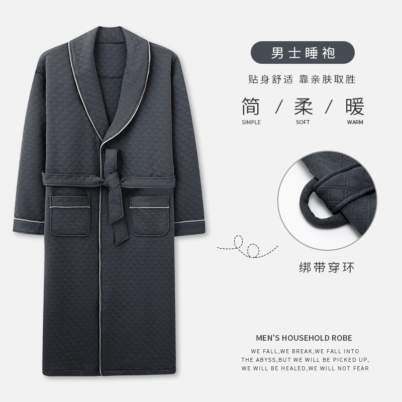 Albornoz cálido de lujo para hombre de invierno, vestido de noche acolchado de algodón de talla grande, bata para caballero, Kimono, bata elegante para hombre, nuevo