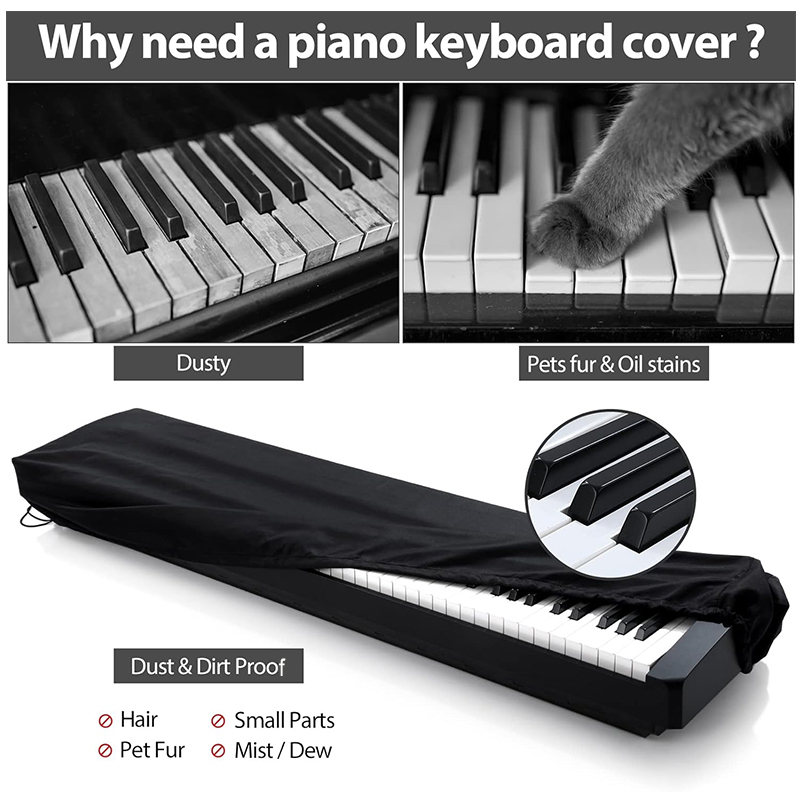 Piano Keyboard Covers for Digital Electric Pianos, Full Cover Drawstring Lock Music keyboard Protector Cover For 61 & 88 Keys