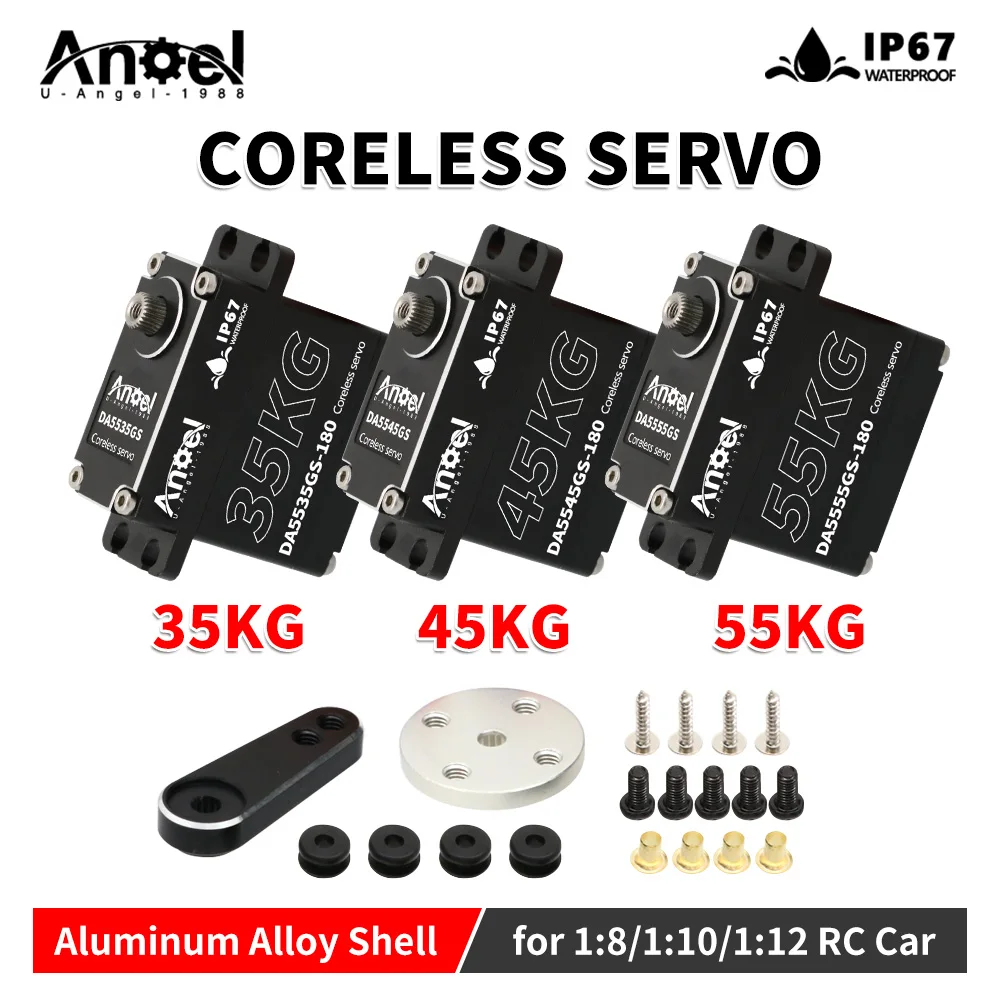 UAngel Waterdichte Servo 35KG 45KG 55KG Aluminium behuizing Digitale Metal Gear HV Coreless Servo voor 1/8 1/10 RC Auto Vrachtwagen Crawler Boot