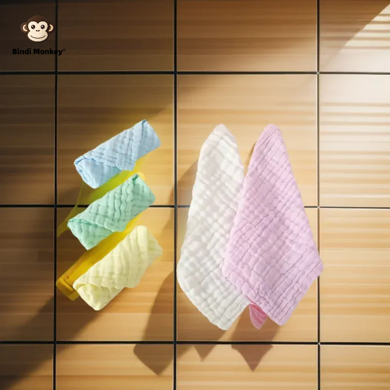 5 peças de seis camadas de algodão puro cor pura gaze toalha quadrada toalha de saliva 25*25cm