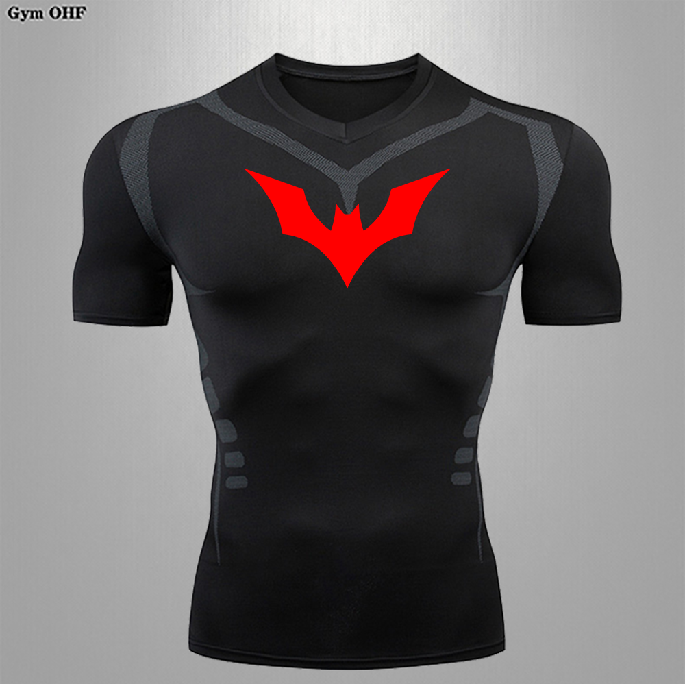 Camiseta de compresión para hombre, ropa deportiva ajustada de secado rápido para correr, gimnasio, Fitness, camiseta de manga corta de araña transpirable de verano para hombre 2099