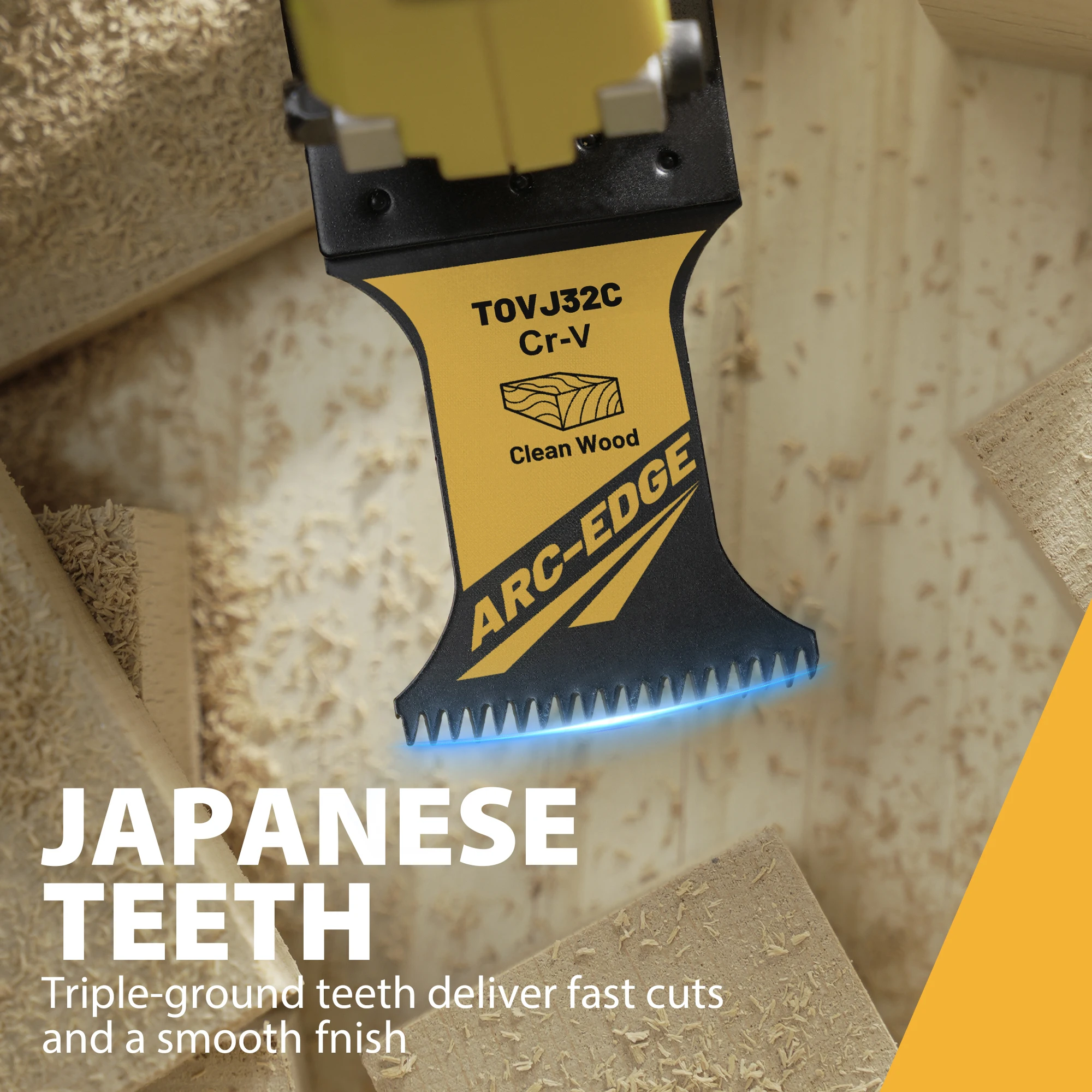 TOLESA 3/50Pcs Arc Edge Oscillating Saw Blades Set Japanese Tooth Oscillating Multitool Blades for Wood Plastic Clean Cut