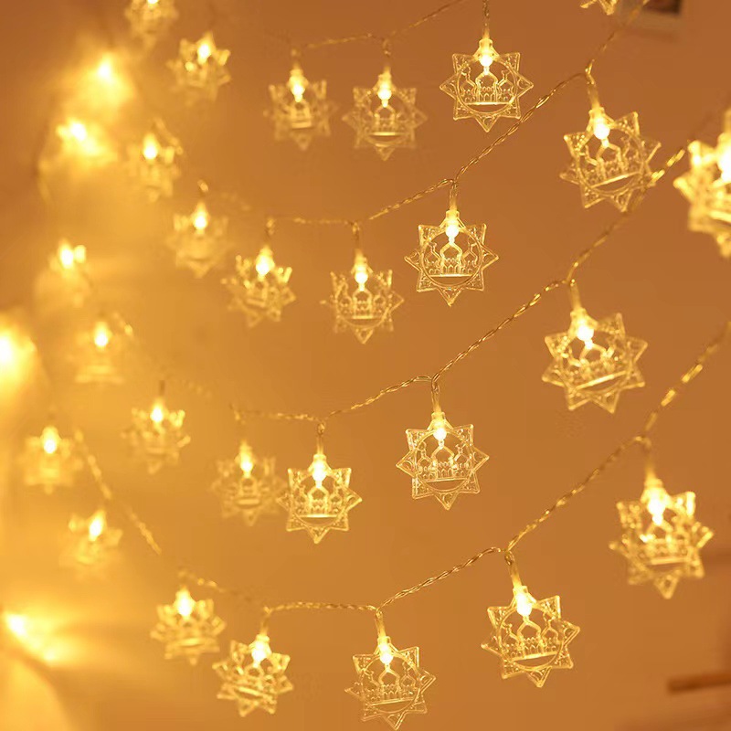 1.5M 10LED Moon Star Ramadan String ไฟ Eid Mubarak ไฟตกแต่งแบตเตอรี่ดําเนินการรอมฎอนตกแต่งมุสลิม LED ไฟ Fairy