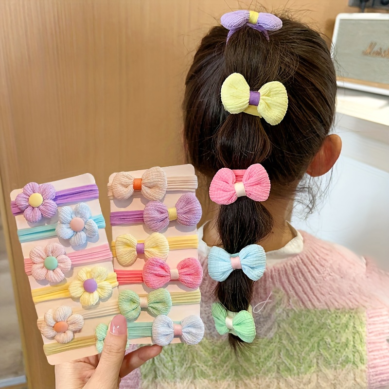 12PCS Neue Cut Haar Krawatten Prinzessin Süße Blume Bogen Mädchen Frauen Elastische Haar Bands Haar Zubehör Kopfbedeckungen