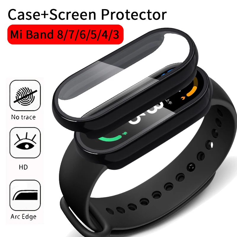 2in1 Ốp Lưng Bảo Vệ Màn Hình Trong Cho Xiaomi Mi Band 7 6 5 4 3 + Bộ Phim Full Độ Che Phủ Bảo Vệ cho Miband 6 7 Ban Nhạc 5 4 3 NFC