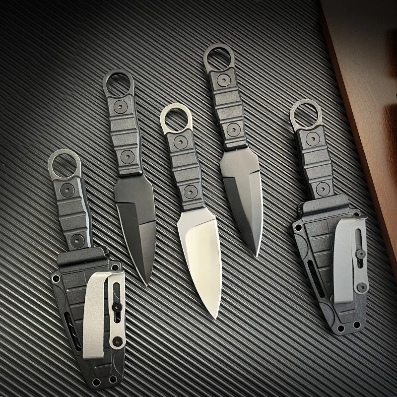1PC Mini coltello dritto da campeggio esterno EDC Strumento di sopravvivenza portatile con guaina ad alta durezza per l'autodifesa