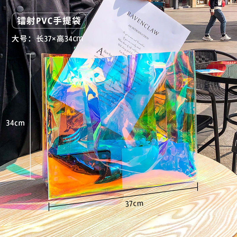 Bolsa de plástico transparente de Pvc para mujer, bolso de mano de gran capacidad, impermeable, para compras, regalo, Verano