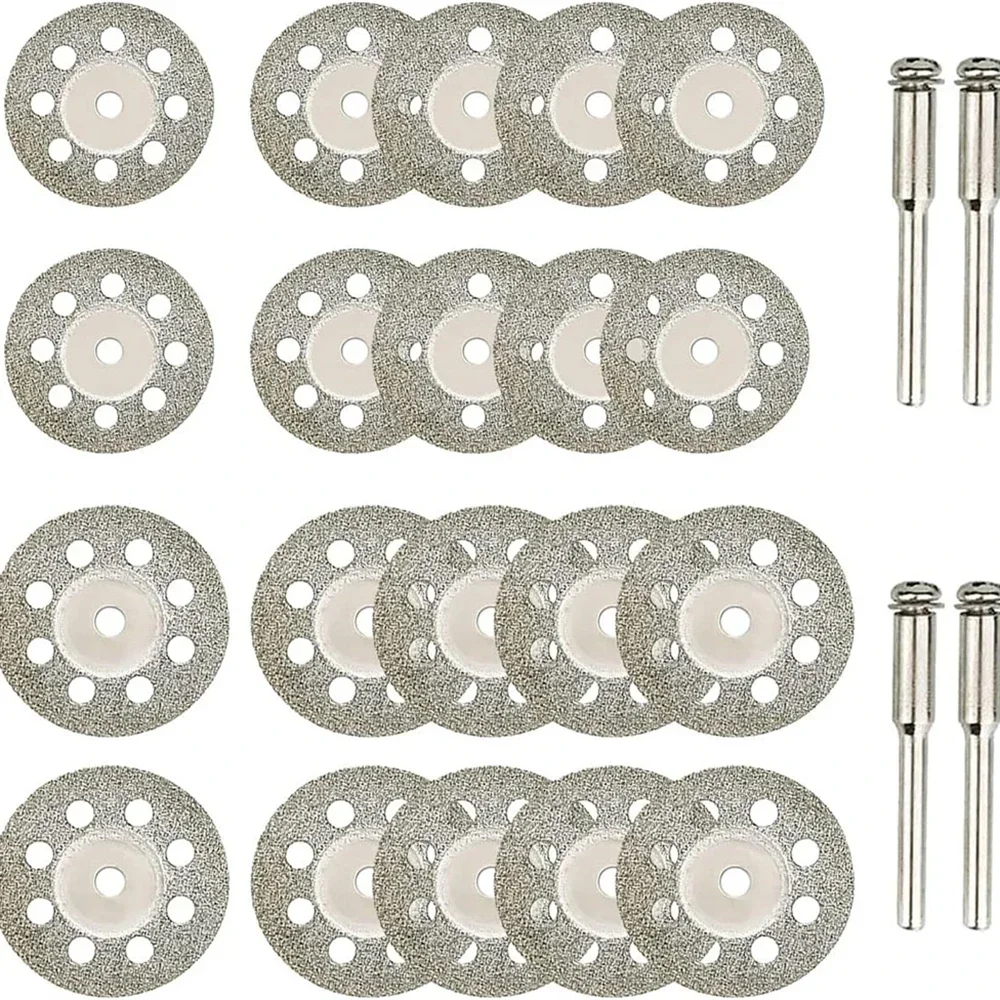 12pçs 22mm disco de corte de diamante 3mm mandril de rebolo para corte de metal ferramenta rotativa peças de moedor elétrico