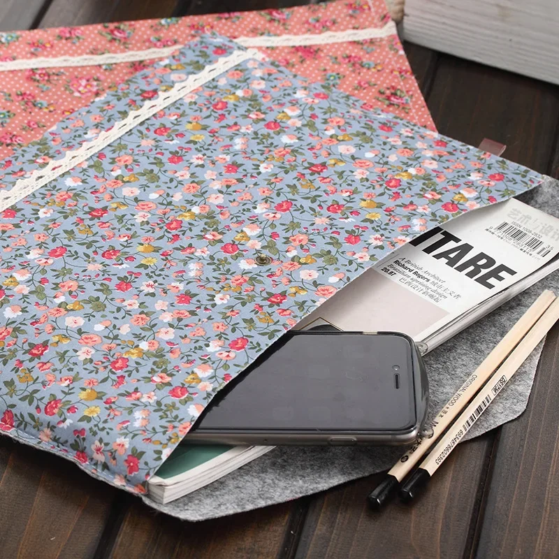 A4 Thanh Lịch Cotton Cảm Thấy Tập Tin Thư Mục Túi Đựng Tài Liệu Hoa Tập Tin Túi Thư Mục Sinh Viên Giáo Viên Văn Phòng Phẩm Trường Vật Dụng Văn Phòng