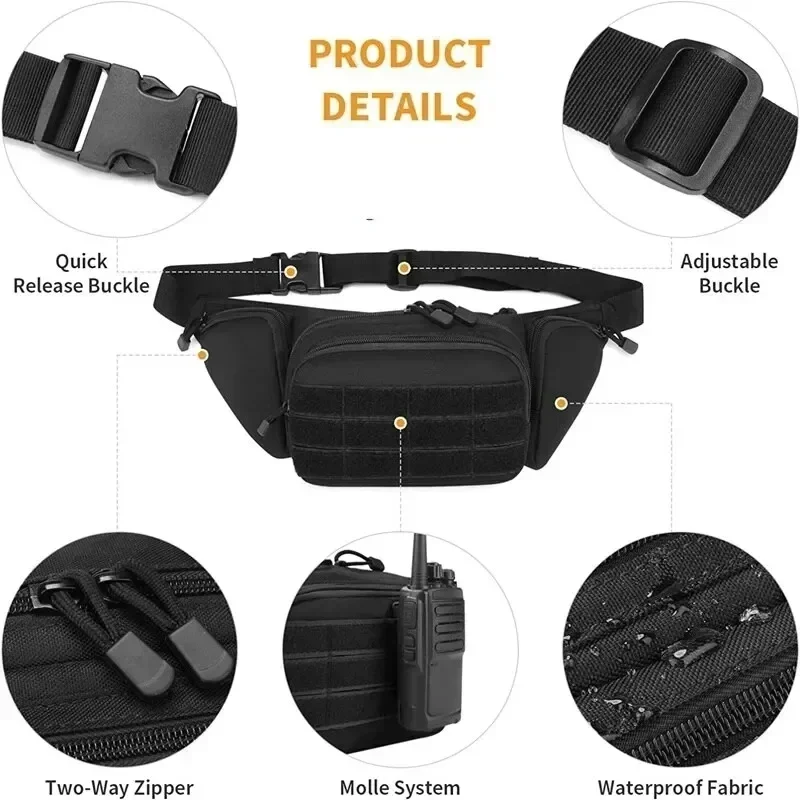 แพ็คสําหรับผู้ชายไนลอนไหล่เดินป่ายุทธวิธี Multi-Function เอว Pack Fanny กระเป๋าโทรศัพท์มือถือกีฬาความจุสูงเอวกระเป๋า