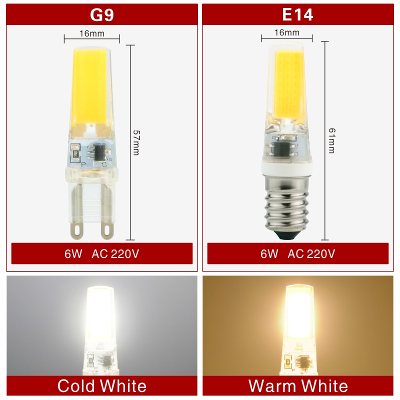 4 teile/los G4 G9 E14 LED 3 W 6 W Glühbirne AC/DC 12 V 220 V LED Lampe COB Scheinwerfer Kronleuchter Ersetzen Halogen Lampen Kalt/Warmweiß