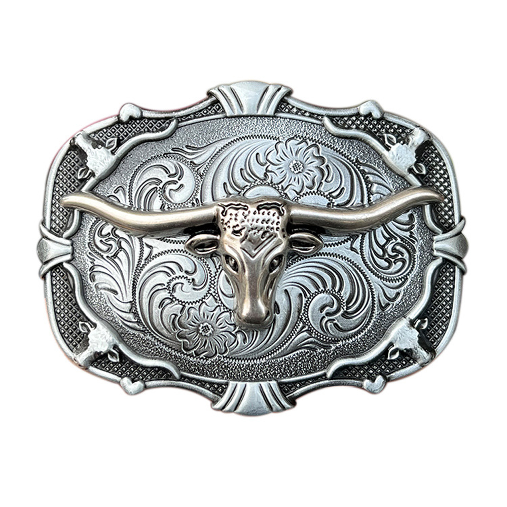 Hebilla de cinturón de cabeza de toro de Rodeo para Hombre, Hebilla de cinturón de vaquero occidental, Hebilla de diseñador de marca, botón de cintura para Hombre, envío directo